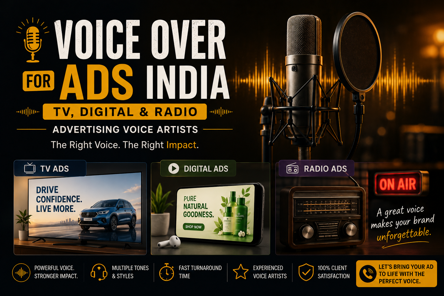 Voice Over for Ads India – TV, Digital & Radio Advertising Voice Artists